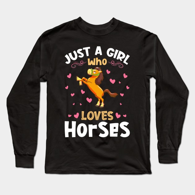 Just a Girl who Loves Horses Equestrian Long Sleeve T-Shirt by aneisha